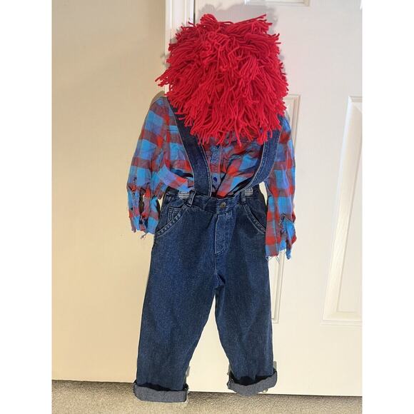 Raggedy Andy Vintage Child's Halloween Costume Size 4T-6-Wig, Shirt Pants - Picture 2 of 12